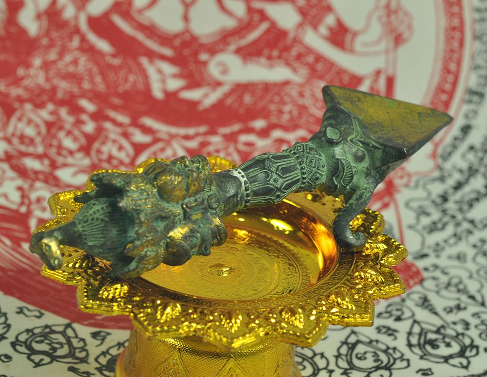 Tibet fane Bronze 24K Gold Horsehead Mahakala Vajra Dorje phurpa amulet pendant